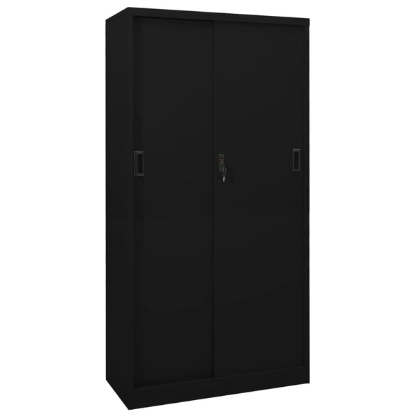 Office Cabinet With Sliding Door Black 90X40x180 Cm Steel Filing Cabinets