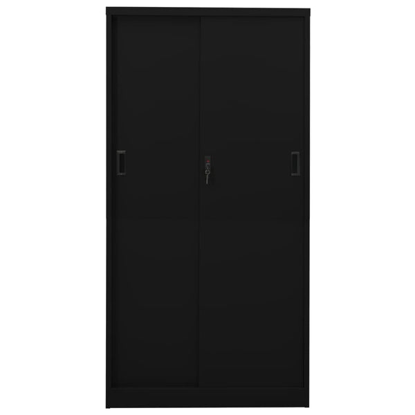 Office Cabinet With Sliding Door Black 90X40x180 Cm Steel Filing Cabinets