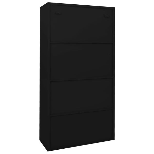 Office Cabinet With Sliding Door Black 90X40x180 Cm Steel Filing Cabinets
