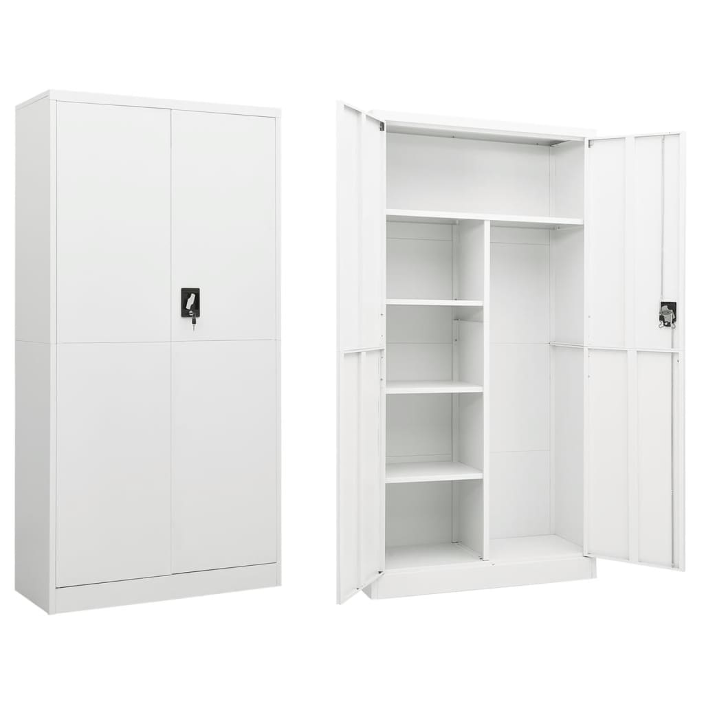 Locker Cabinet White 90X40x180 Cm Steel Filing Cabinets