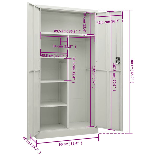 Vidaxl Locker Cabinet Light Grey 90X40x180 Cm Steel Storage Units