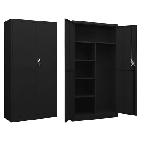 Locker Cabinet Black 90X40x180 Cm Steel Filing Cabinets