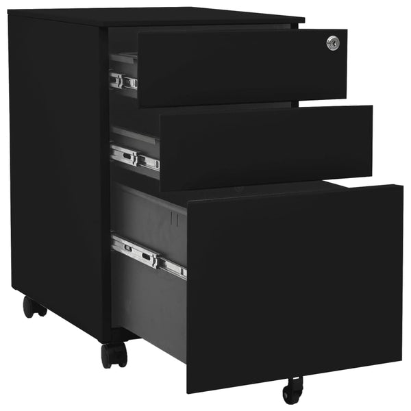 Mobile File Cabinet Black 39X45x60 Cm Steel Filing Cabinets