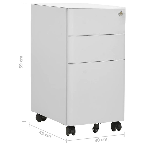Vidaxl Mobile File Cabinet Light Grey Steel 30X45x59 Cm Filing Cabinets