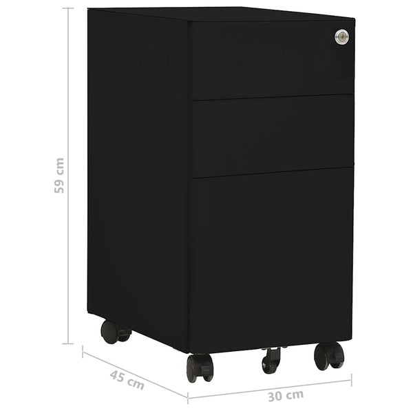 Vidaxl Mobile File Cabinet Black Steel 30X45x59 Cm Filing Cabinets