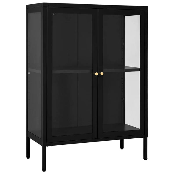 Sideboard Black 75X35x105 Cm Steel And Glass Sideboards & Buffets