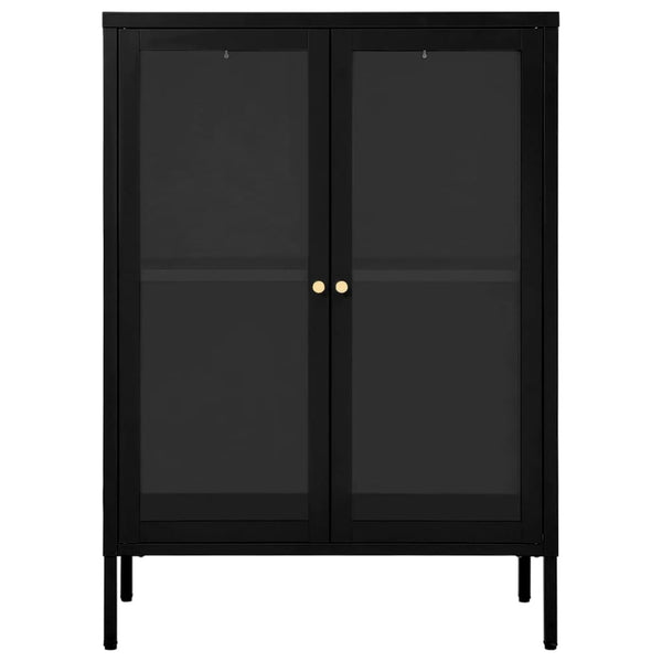 Sideboard Black 75X35x105 Cm Steel And Glass Sideboards & Buffets