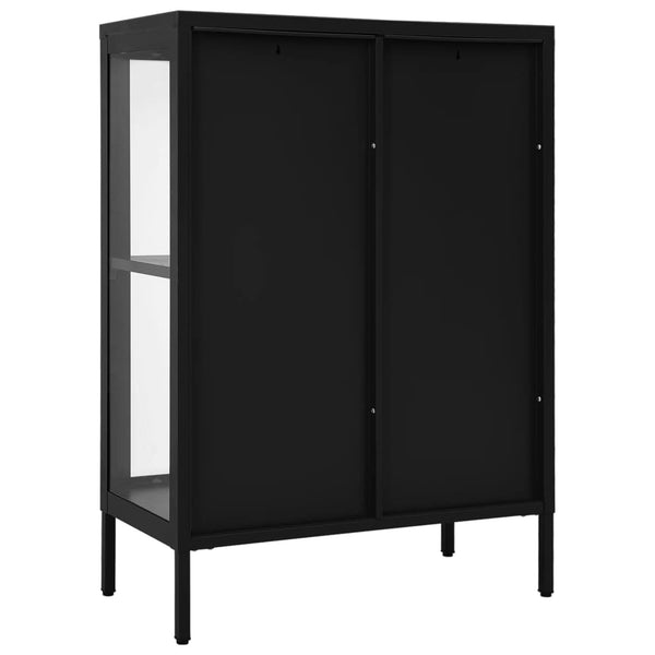 Sideboard Black 75X35x105 Cm Steel And Glass Sideboards & Buffets