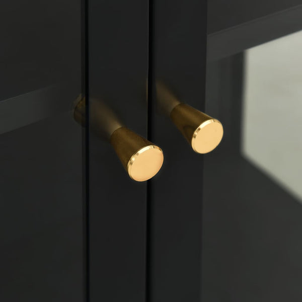 Sideboard Black 75X35x105 Cm Steel And Glass Sideboards & Buffets