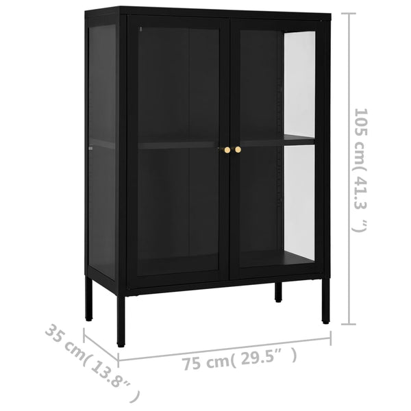 Sideboard Black 75X35x105 Cm Steel And Glass Sideboards & Buffets