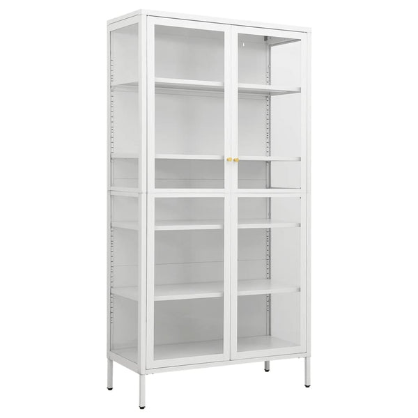 Vidaxl Display Cabinet White 90X40x180 Cm Steel And Tempered Glass Cabinets & Cupboards