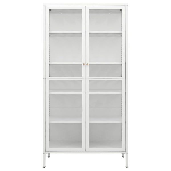 Vidaxl Display Cabinet White 90X40x180 Cm Steel And Tempered Glass Cabinets & Cupboards