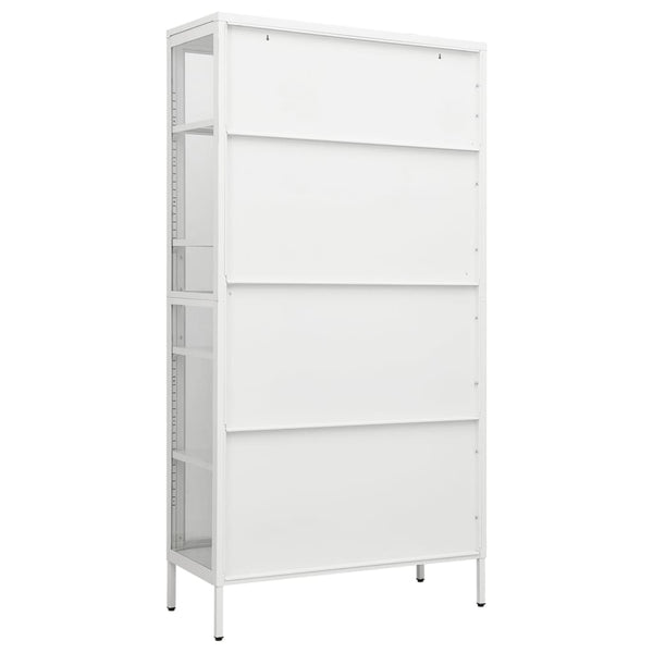 Vidaxl Display Cabinet White 90X40x180 Cm Steel And Tempered Glass Cabinets & Cupboards