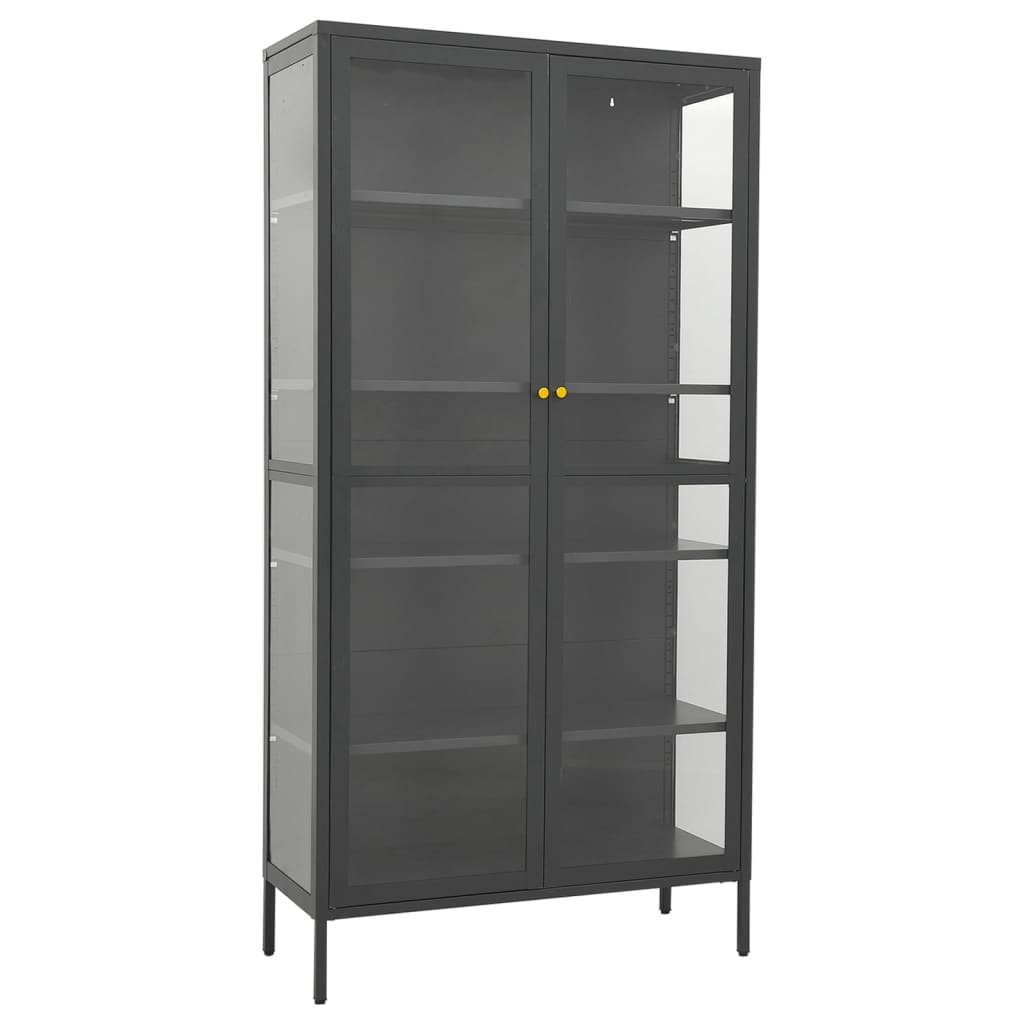 Display Cabinet Anthracite 90X40x180 Cm Steel And Tempered Glass Cabinets & Cupboards