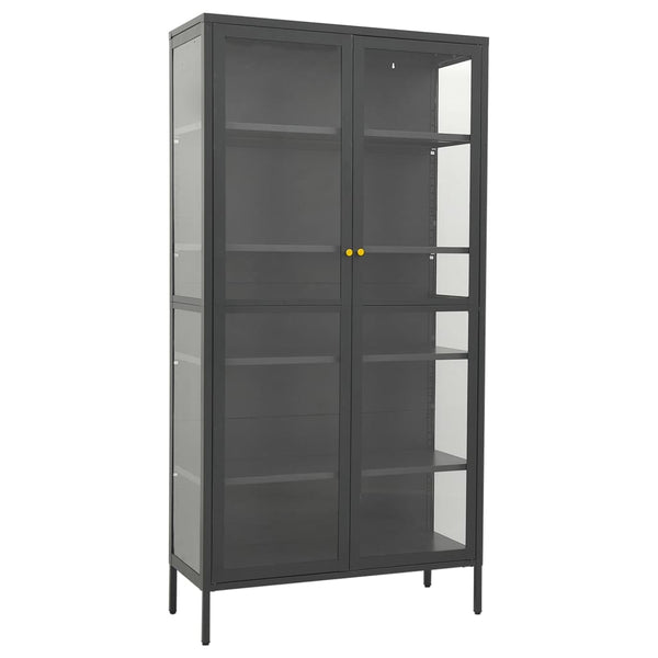 Display Cabinet Anthracite 90X40x180 Cm Steel And Tempered Glass Cabinets & Cupboards