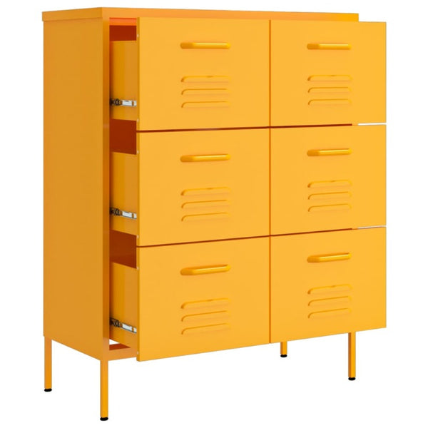 Drawer Cabinet Mustard Yellow 80X35x101.5 Cm Steel