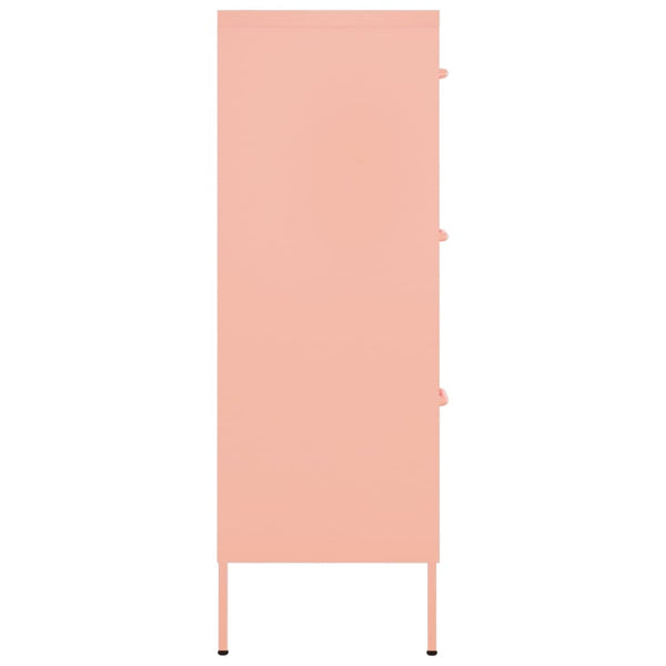 Vidaxl Drawer Cabinet Pink 80X35x101.5 Cm Steel Dressers & Chests Of Drawers