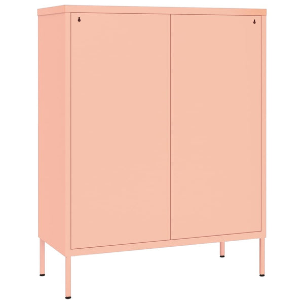 Vidaxl Drawer Cabinet Pink 80X35x101.5 Cm Steel Dressers & Chests Of Drawers