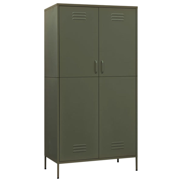 Wardrobe Olive Green 90X50x180 Cm Steel Wardrobes