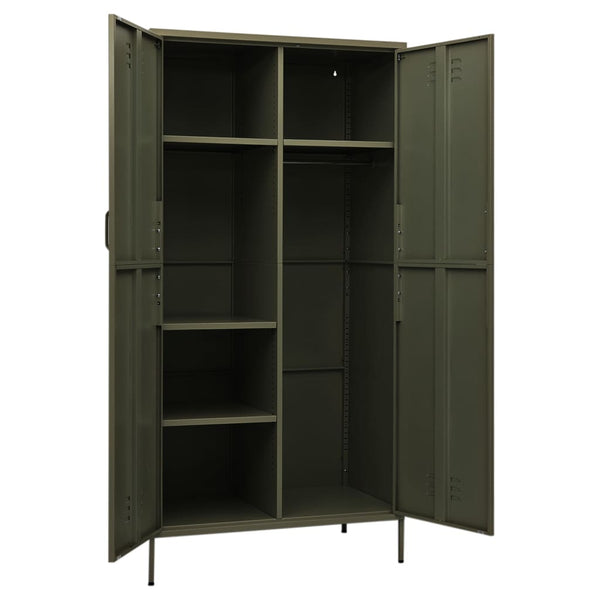 Wardrobe Olive Green 90X50x180 Cm Steel Wardrobes