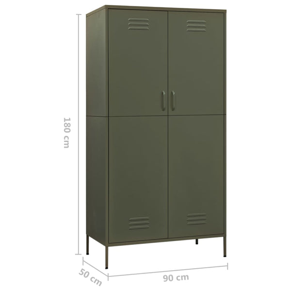 Wardrobe Olive Green 90X50x180 Cm Steel Wardrobes