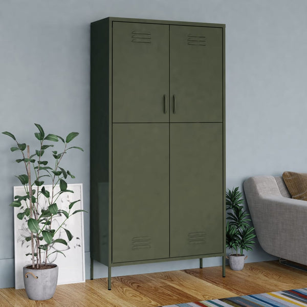 Wardrobe Olive Green 90X50x180 Cm Steel Wardrobes