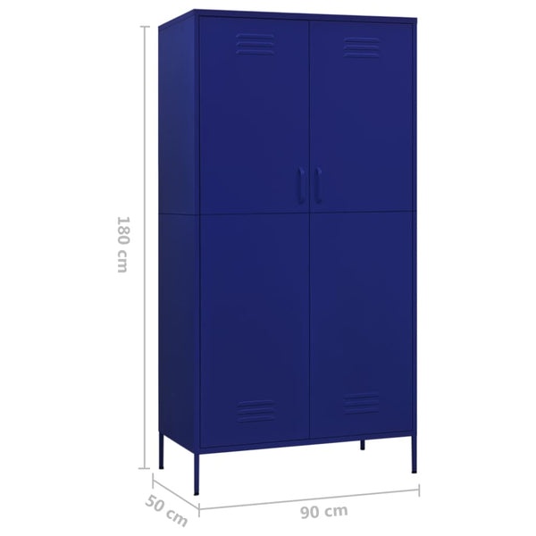 Vidaxl Wardrobe Navy Blue 90X50x180 Cm Steel Wardrobes