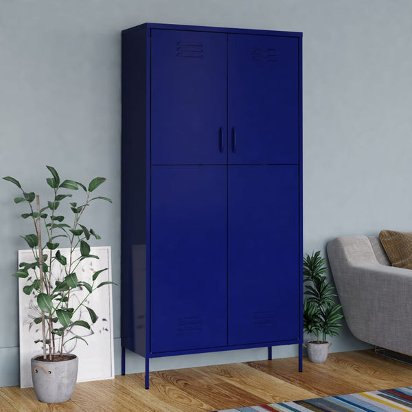 Vidaxl Wardrobe Navy Blue 90X50x180 Cm Steel Wardrobes
