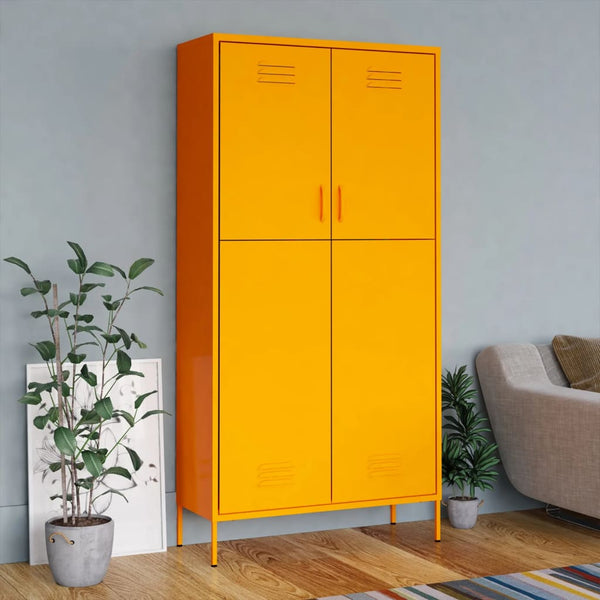 Wardrobe Mustard Yellow 90X50x180 Cm Steel Wardrobes