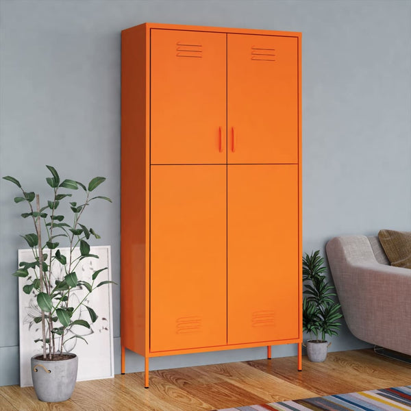 Wardrobe Orange 90X50x180 Cm Steel Wardrobes