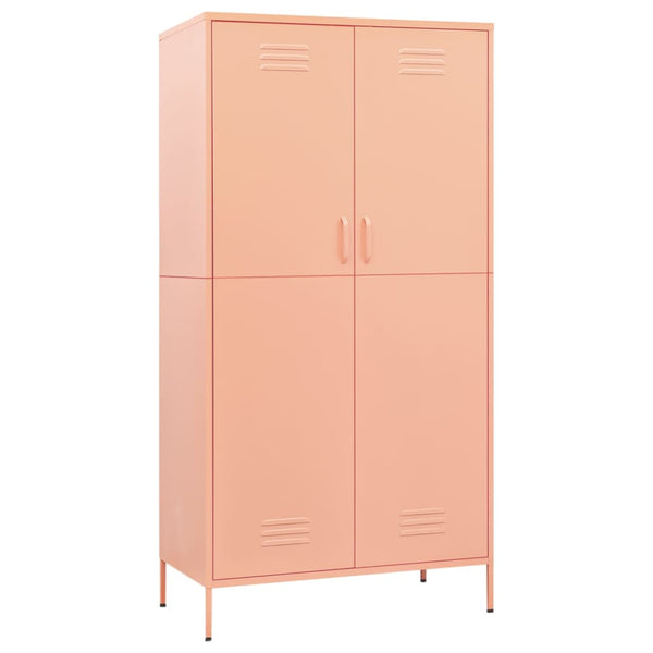 Wardrobe Pink 90X50x180 Cm Steel Wardrobes
