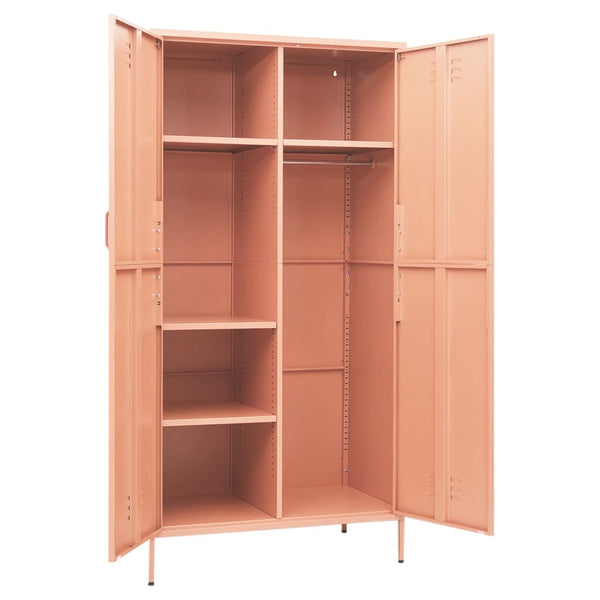 Wardrobe Pink 90X50x180 Cm Steel Wardrobes