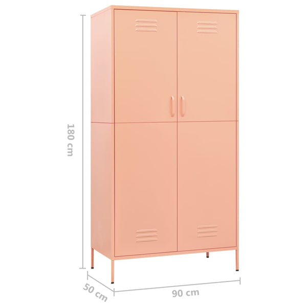 Wardrobe Pink 90X50x180 Cm Steel Wardrobes