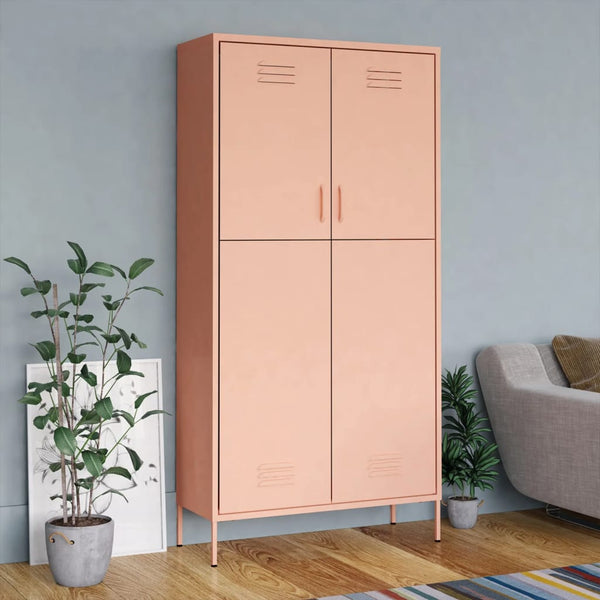 Wardrobe Pink 90X50x180 Cm Steel Wardrobes