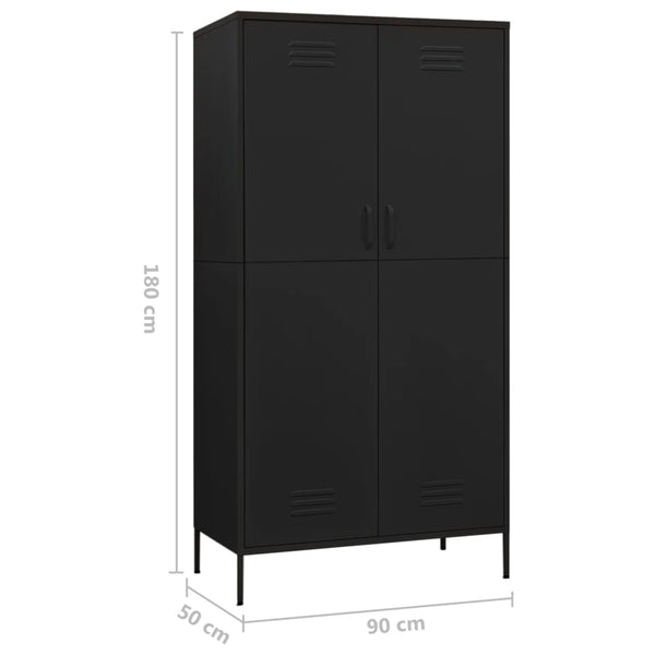 Wardrobe Black 90X50x180 Cm Steel Wardrobes