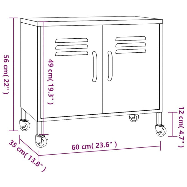 Vidaxl Storage Cabinet White 60X35x56 Cm Steel Other Kitchen Storage