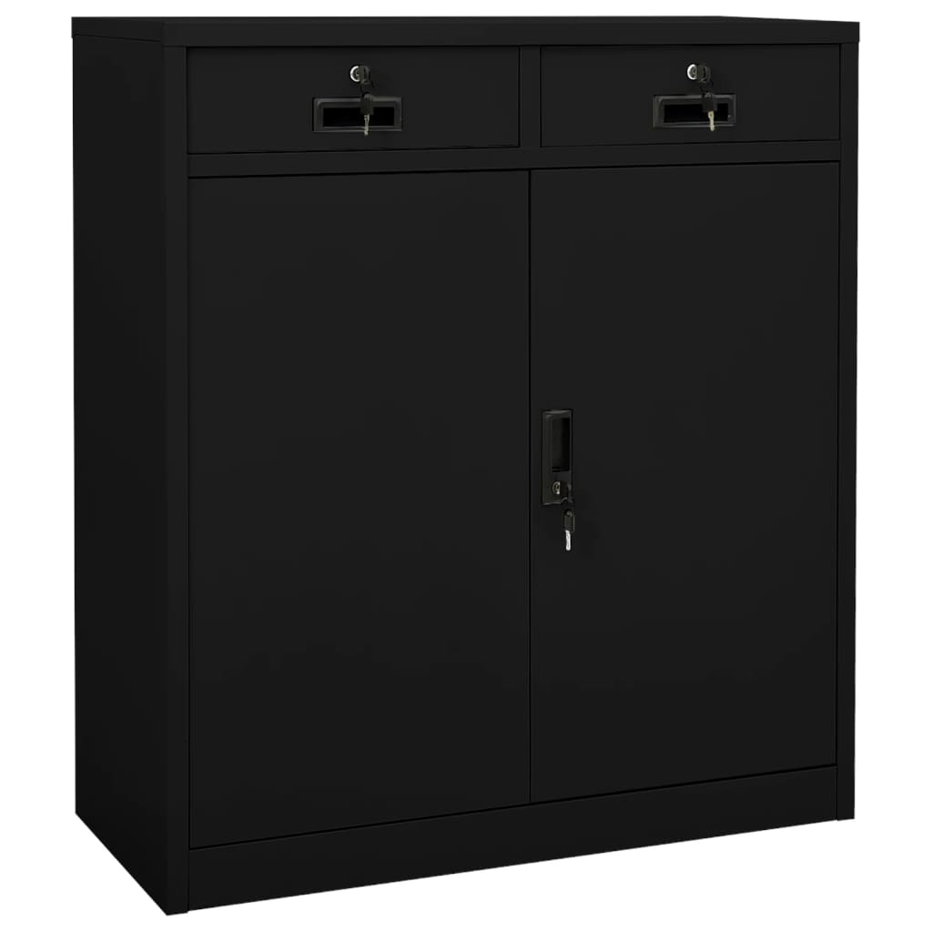 Office Cabinet Black 90X40x102 Cm Steel Filing Cabinets