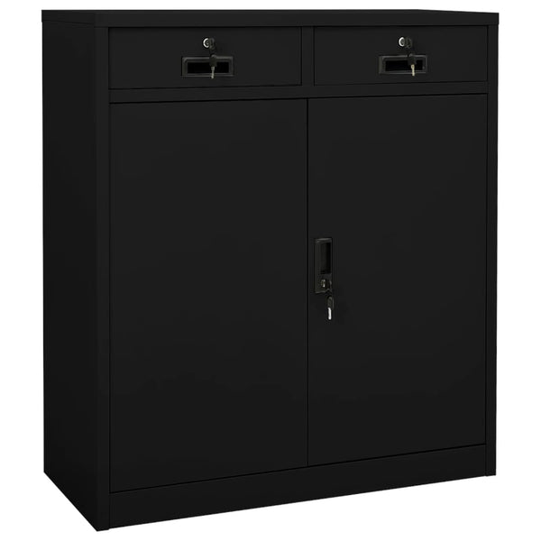 Office Cabinet Black 90X40x102 Cm Steel Filing Cabinets