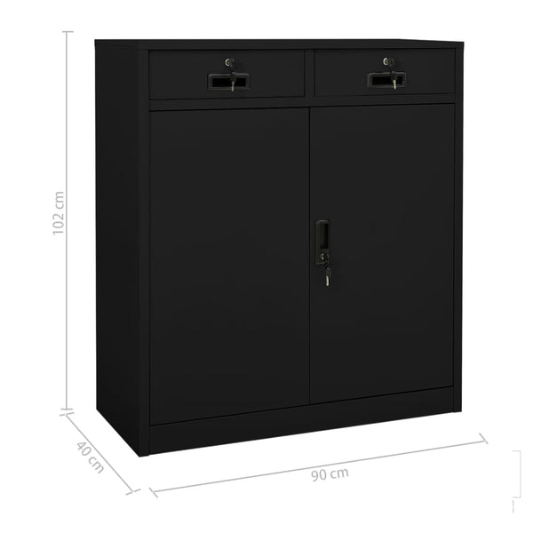 Office Cabinet Black 90X40x102 Cm Steel Filing Cabinets