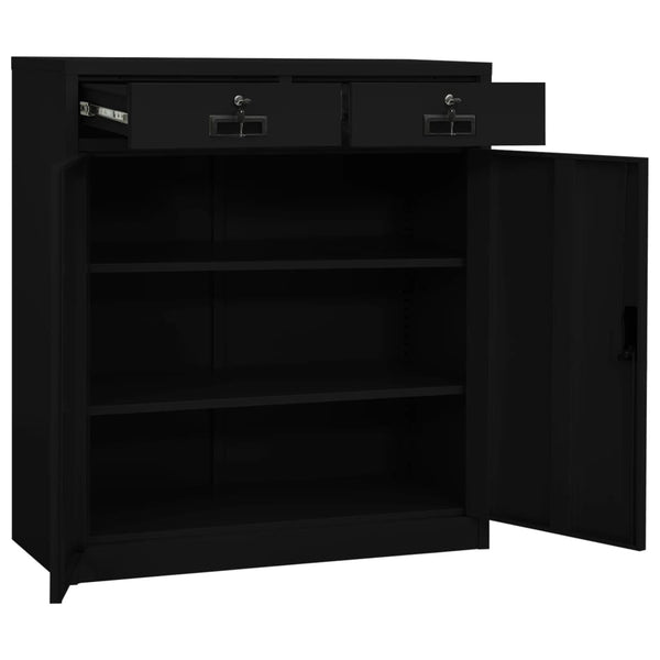 Office Cabinet Black 90X40x102 Cm Steel Filing Cabinets