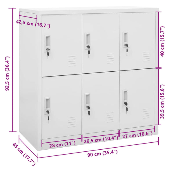 Vidaxl Locker Cabinet Light Grey 90X45x92.5 Cm Steel Cabinets & Cupboards