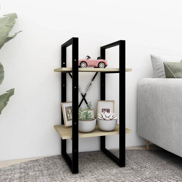 2 Tier Book Cabinet Sonoma Oak 40X30x70 Cm Engineered Wood Bookshelves