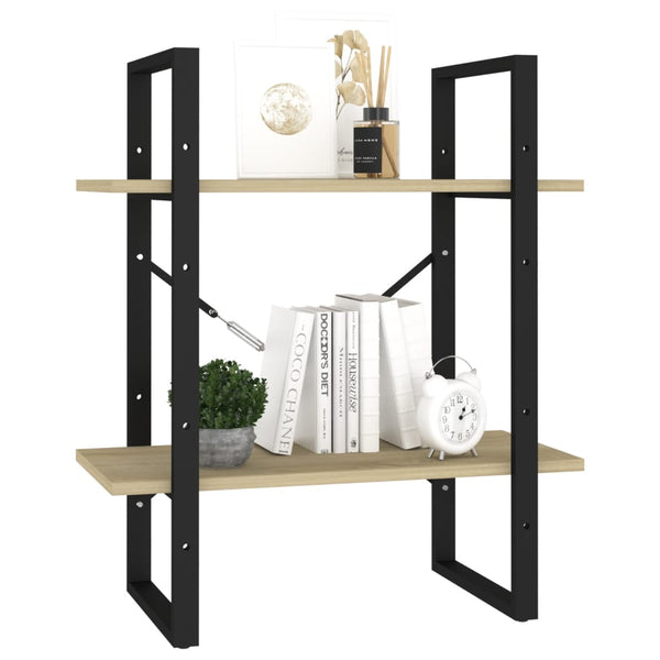 Vidaxl 2 Tier Book Cabinet Sonoma Oak 60X30x70 Cm Engineered Wood Bookshelves