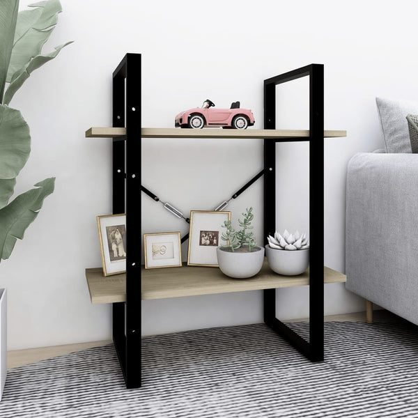 Vidaxl 2 Tier Book Cabinet Sonoma Oak 60X30x70 Cm Engineered Wood Bookshelves