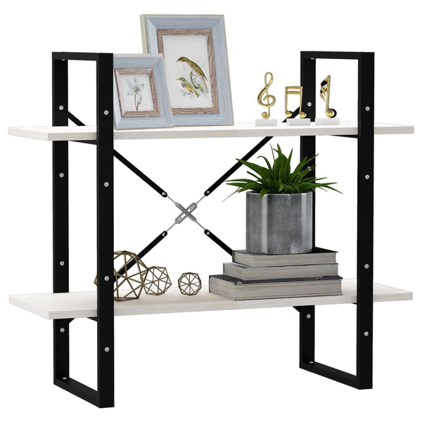 2 Tier Book Cabinet White 80X30x70 Cm Solid Pine Wood Bookshelves