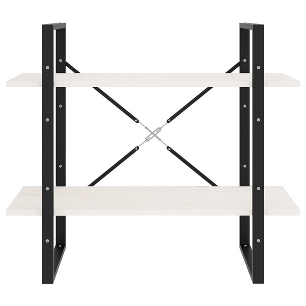 2 Tier Book Cabinet White 80X30x70 Cm Solid Pine Wood Bookshelves