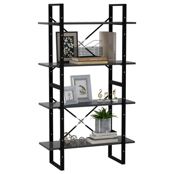 4 Tier Book Cabinet Grey 80X30x140 Cm Engineered Wood Bookshelves