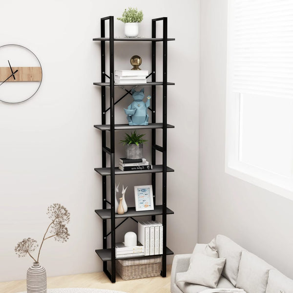 Storage Shelf Grey 60X30x210 Cm Engineered Wood Bookshelves