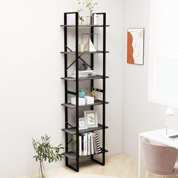 Storage Shelf Grey 60X30x210 Cm Engineered Wood Bookshelves