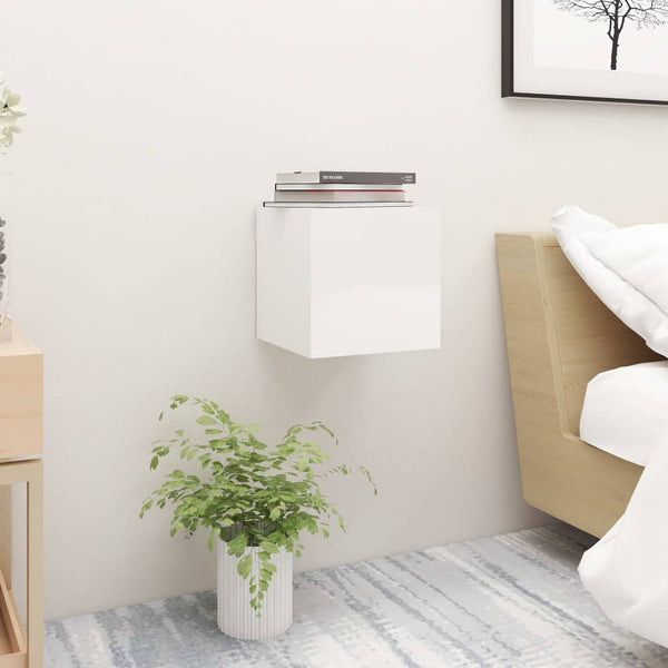 Bedside Cabinet High Gloss White 30.5X30x30 Cm Engineered Wood Bedside Tables